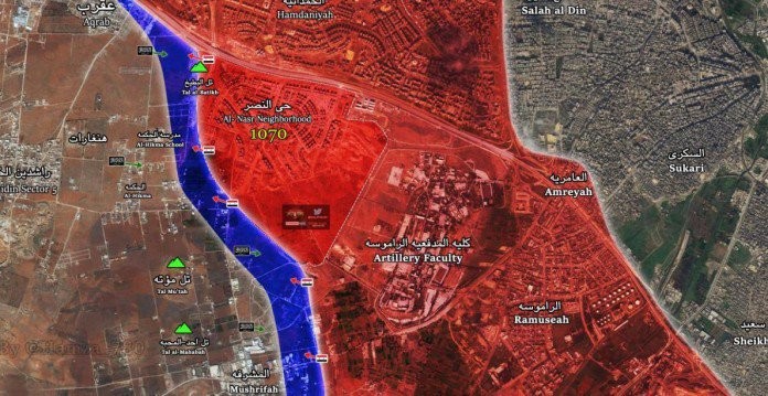 Bản đồ chiến sự thành phố Aleppo cuối ngày 01.07.2016