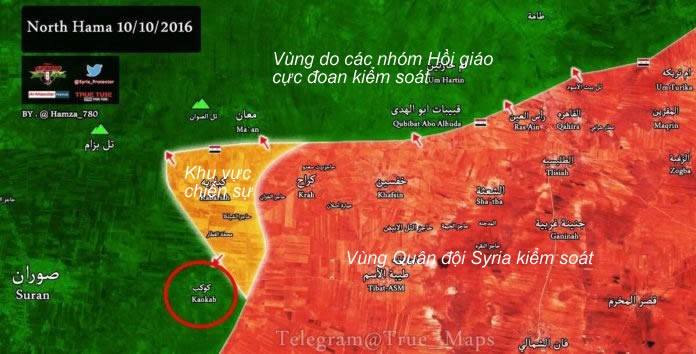 Bản đồ chiến sự vùng nông thôn miền Bắc Hama
