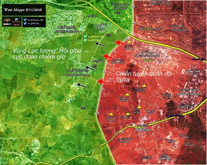Chiến trường khu vực hành lang Tây Nam thành phố Aleppo