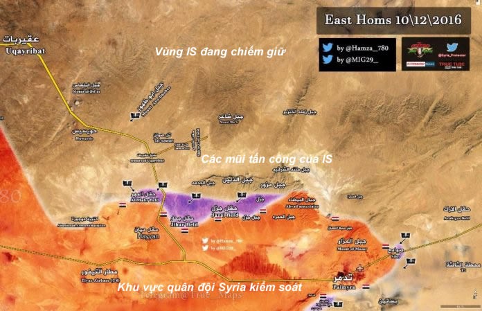 Bản đồ chiến sự thành phố Palmyra ngày 10.12.2016