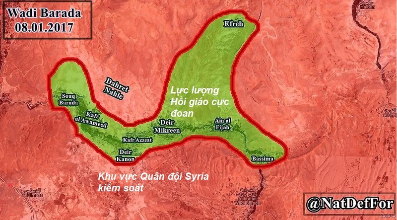 Chiến tuyến khu vực Wadi Barada thu hẹp nhanh chóng