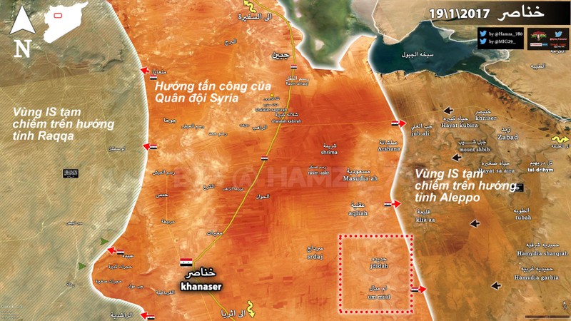 Bản đồ cuộc tấn công của quân đội Syria xuất phát từ Aleppo