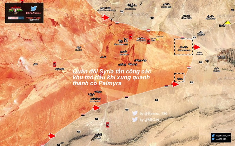Quân đội Syria tấn công vào các mỏ dầu khí gas trên hướng Palmyra