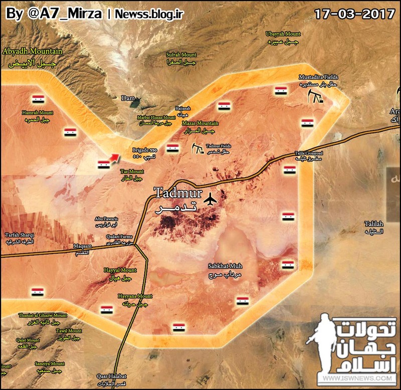 Bản đồ chiến sự thành phố Palmyra ngày 17.03.2017