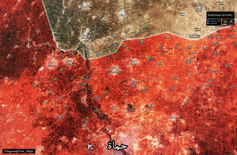 Chiến tuyến miền Bắc tỉnh Hama tính đến ngày 23.04.2017