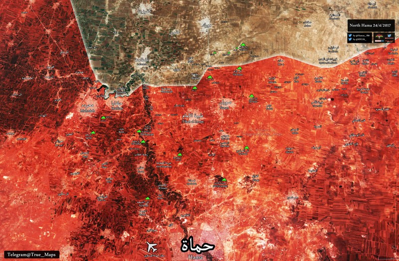 Bản đồ chiến sự vùng nông thôn miền bắc Hama