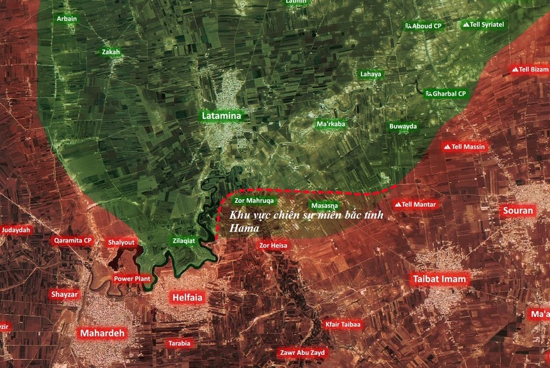 Khu vực chiến sự trong cuộc phản công trên miền bắc tỉnh Hama