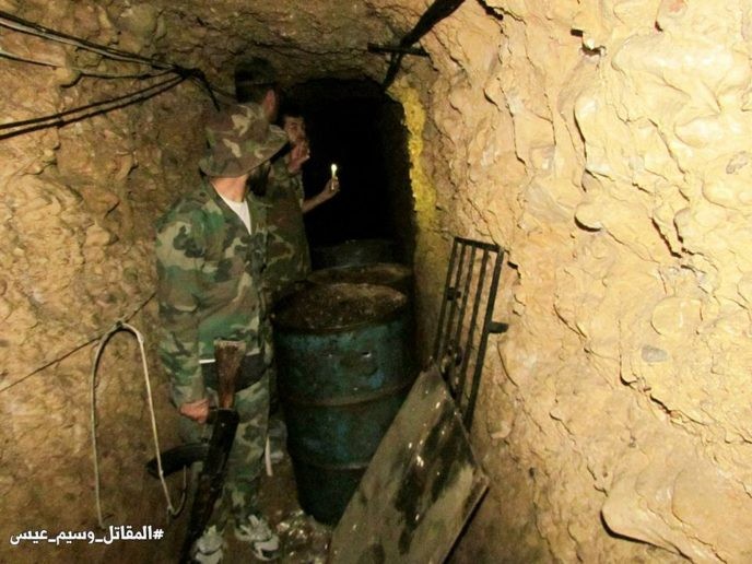 Căn cứ hầm ngầm lực lượng Hồi giáo cực đoan thánh chiến trong quận Al-Qaboun, ngoại ô Damascus