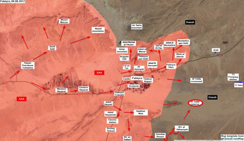 Cuộc tiến công của quân đội Syria trên hướng Palmyra - Deir Ezzor tính đến ngày 09.06.2017