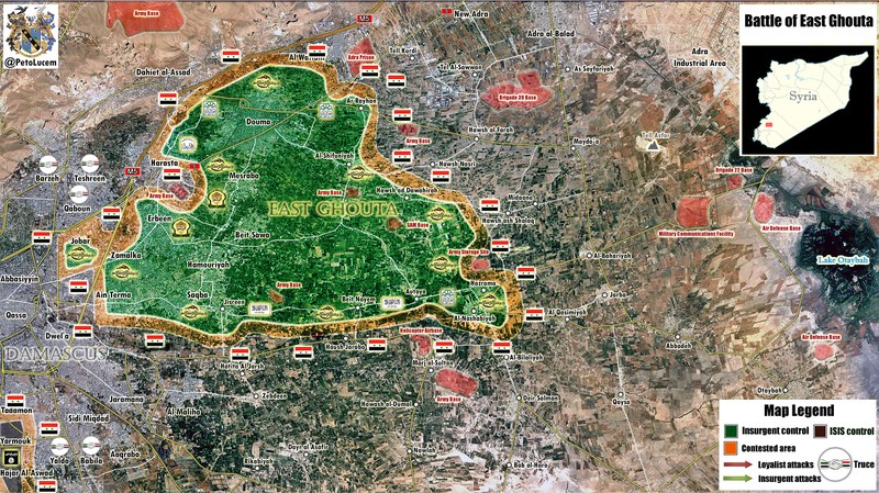 Tình huống chiến trường khu vực ngoại ô phía đông thủ đô Syria Damascus