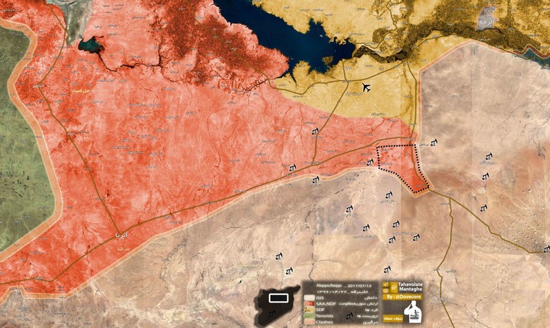 Bản đồ chiến tuyến của lực lượng Tiger trên chiến trường Raqqa - Homs