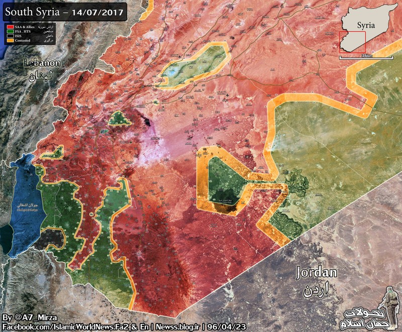Bản đồ chiến sự vùng sa mạc phía đông Damascus