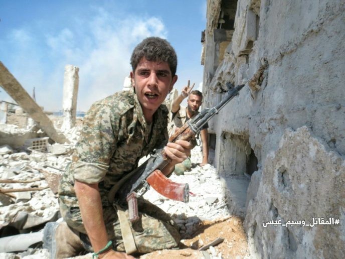 Binh sĩ quân đội Syria trong cuộc tấn công vào quận Jobar và Ayn Tarma, Đông Ghouta