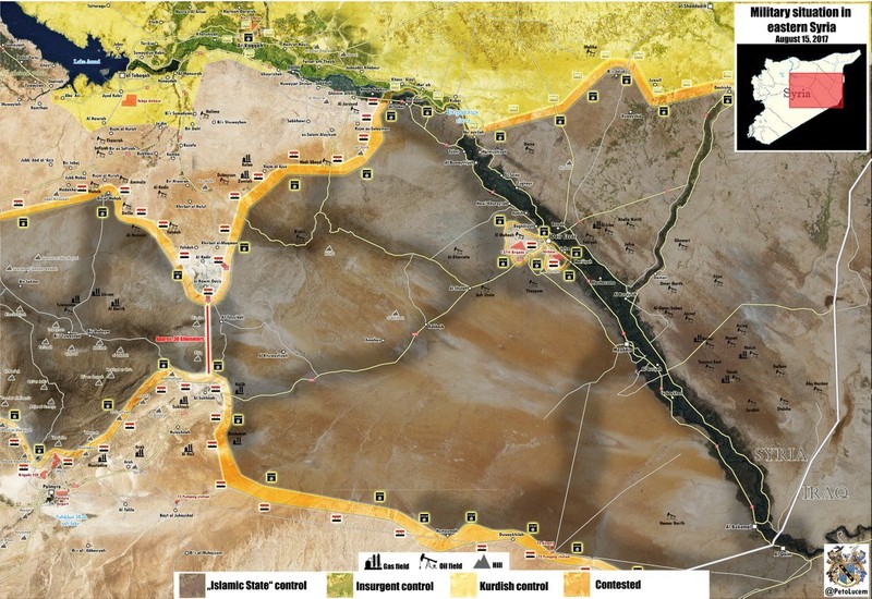 Giữa vùng giải phóng tỉnh Raqqa và tỉnh Homs chỉ còn lại 30 km tấn công - bản đồ Al-Masdar News