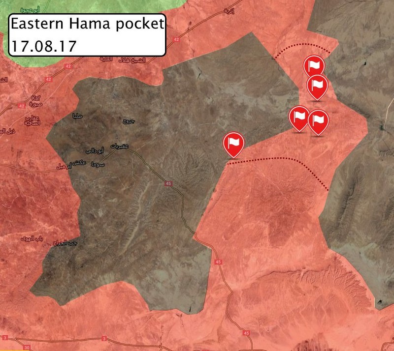 Quân đội Syria bao vây một cụm binh lực lớn của IS trên vùng bán sa mạc phía đông tỉnh Hama - bản đồ South Front
