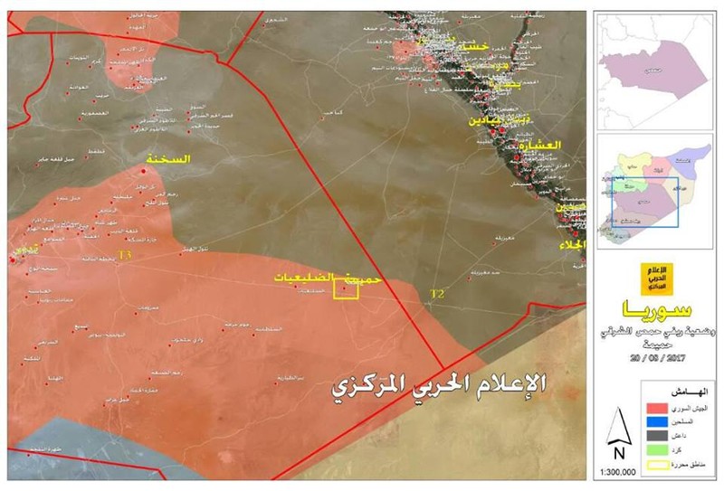Bản đồ vị trí khu vực chiến lược Humaymah vừa được giải phóng - ảnh Masdar News