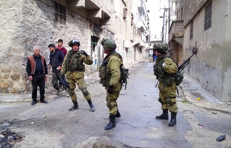 Binh sĩ Nga trong thành phố Aleppo sau giải phóng - ảnh minh họa của Masdar News