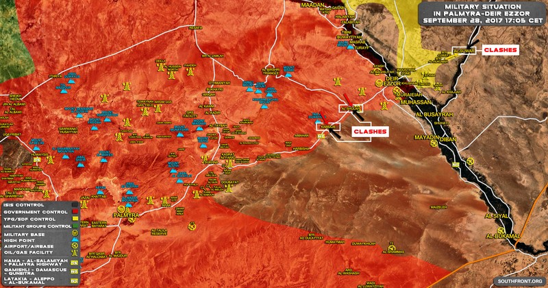 bản đồ tình hình chiến sự Deir Ezzor, IS tiến công cắt đứt tuyến đường tiếp vận chiến lược Palmyra - Deir Ezzor