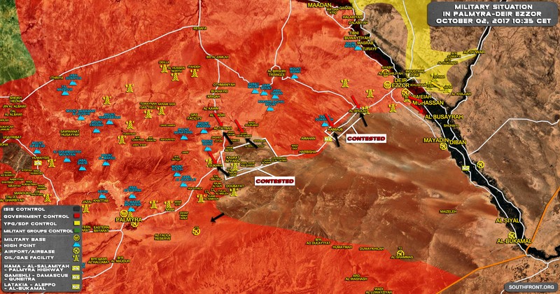 Toàn cảnh chiến trường Palmyra - Deir Ezzor tính đến ngày 02.10.2017 theo South Front