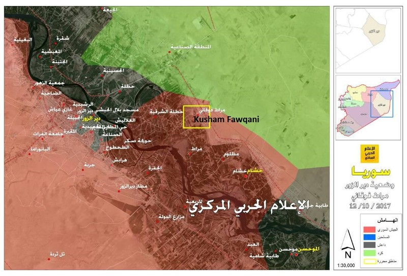 Khu vực quân đội Syria giành được từ IS bên bờ đông Eupharates - ảnh Hezbollah