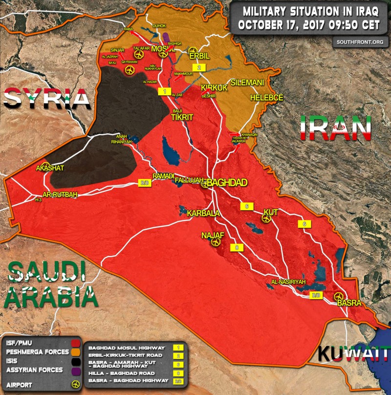 Tình hình phân bổ lực lượng đối kháng ở Iraq - ảnh South Front