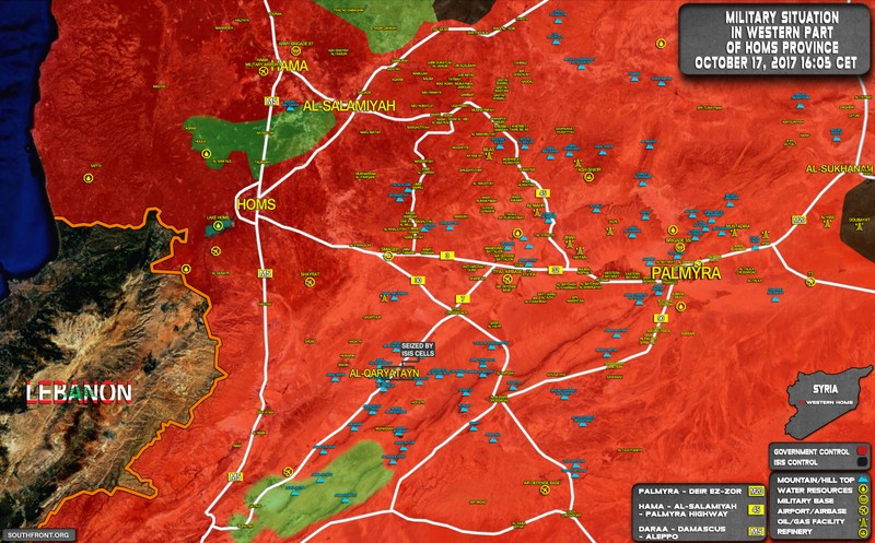Bản đồ chiến trường Hama, Homs tính đến ngày 17.10.2017 - ảnh South Front