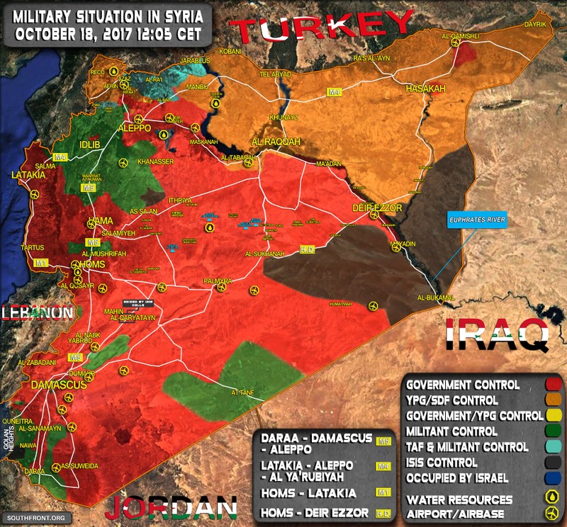 Bản đồ tình hình chiến sự Syria khu vực phía đông tỉnh Homs và Deir Ezzor - ảnh South Front