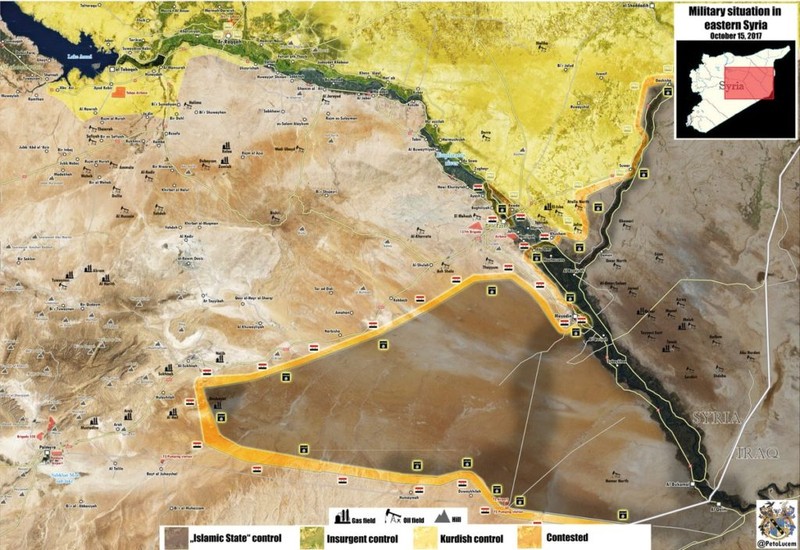 Bản đồ phân bổ lực lương các bên tham chiến trên chiến trường Deir Ezzor