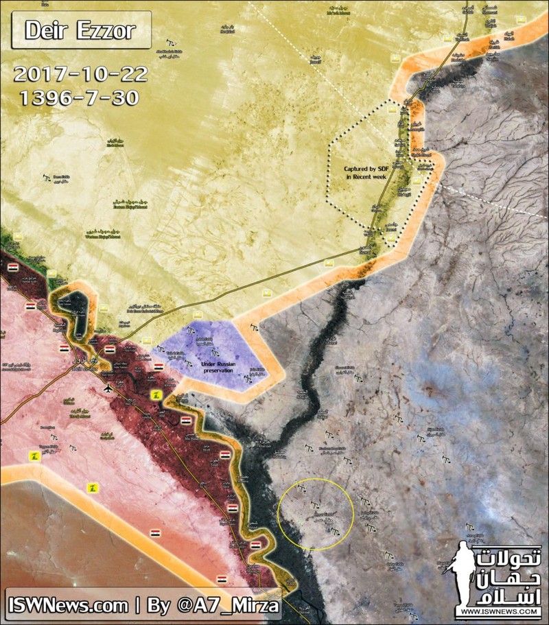 Chiến trường Deir Ezzor khu mỏ dầu Omar - bản đồ minh họa South Front