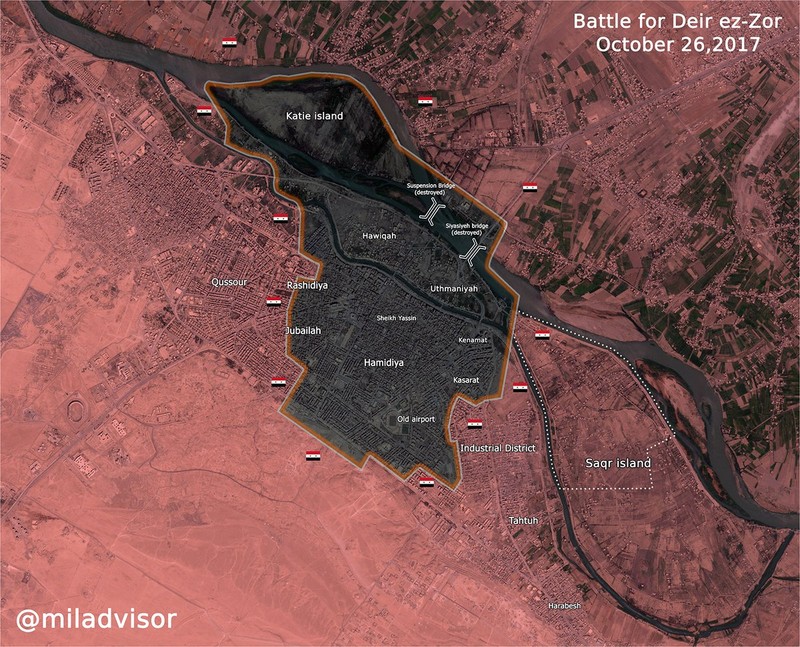 Bản đồ tình hình chiến sự nội thị thành phố Deir Ezzor - ảnh South Front
