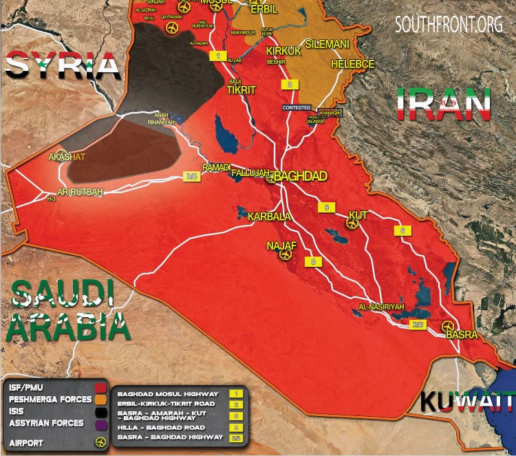 Bản đồ tình hình cuộc chiến chống IS ở Iraq tính đến ngày 27.10.2017
