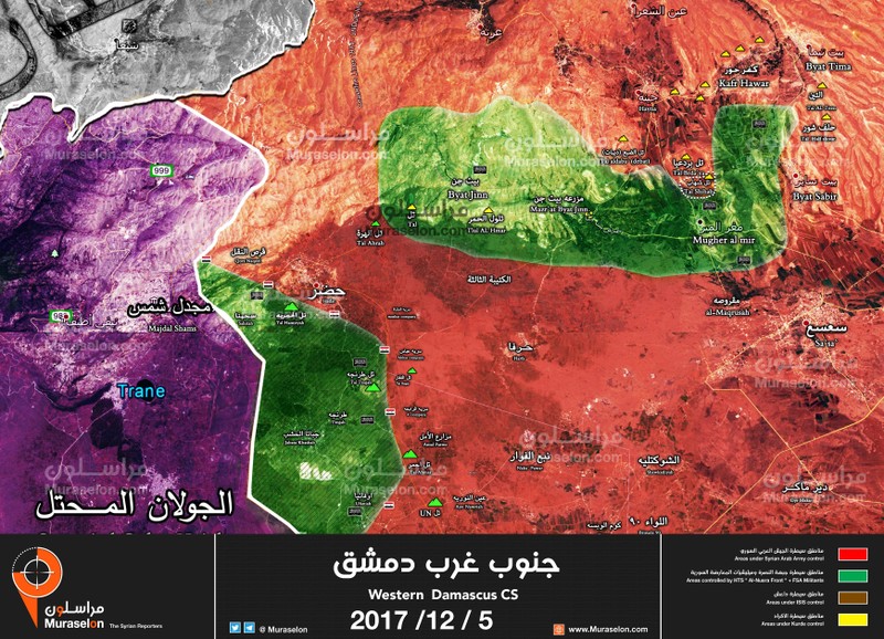 Bản đồ chiến sự cao nguyên Golan, quân đội Syria giải phóng thêm 1 cao điểm ở Beit Jinn - ảnh Muraselon
