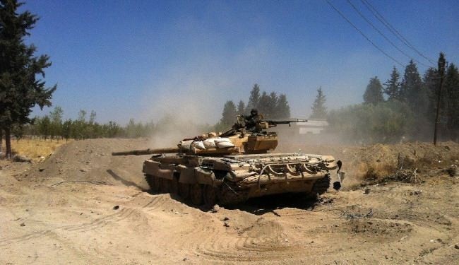 Xe tăng quân đội Syria chiến đấu trên chiến trường Beit Jinn, cao nguyên Golan - ảnh minh họa Masdar News