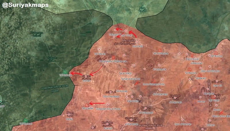 Các mũi tiến công của quân đội Syria trên chiến trường miền bắc Hama - ảnh South Front