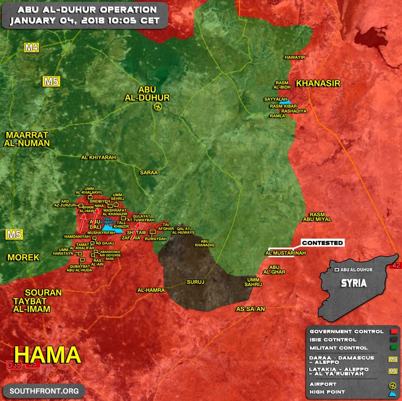 Bản đồ chiến sự tỉnh Idlib ngày 04.01.2017 tính đến 10:05 ngày 04.01.2017 - ảnh Muraselon