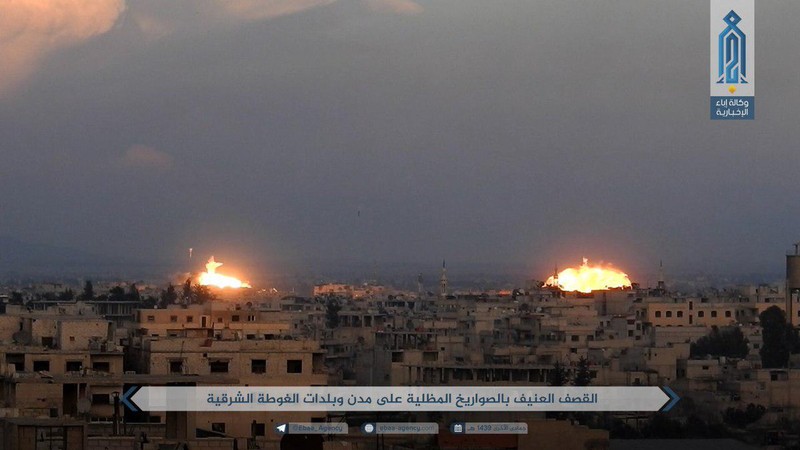 Không quân Nga, Syria không kích dữ dội chiến trường Đông Ghouta - ảnh minh họa trang Iba'a, cơ quan truyền thông Al-Qaeda Syria