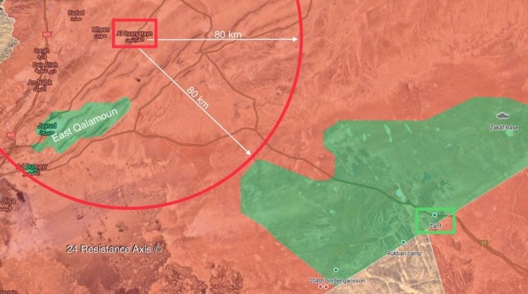 Khu vực kiểm soát an ninh của quân đội Syria sát vùng an toàn căn cứ Mỹ - ảnh South Front