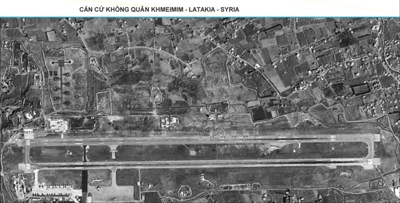 Căn cứ không quân Nga Khmeimim ở Latakia, Syria. Ảnh vệ tinh ngày 19.02.2018