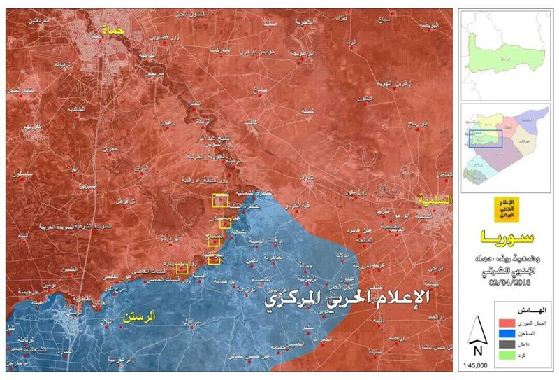 Bản đồ 5 thị trấn được giải phóng ỏ Rastan, miến bắc tnhr Hama