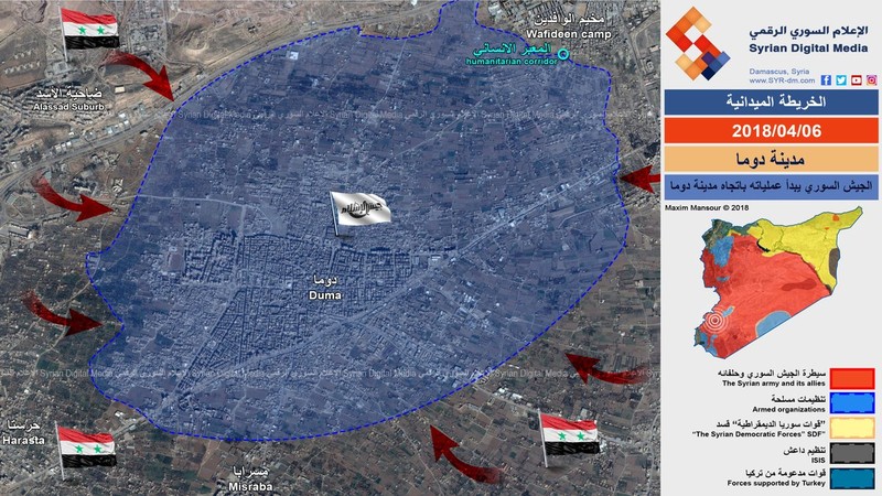 Chiến tuyến khu vực thị trấn thành phố Douma - ảnh Syrian Digital Medai