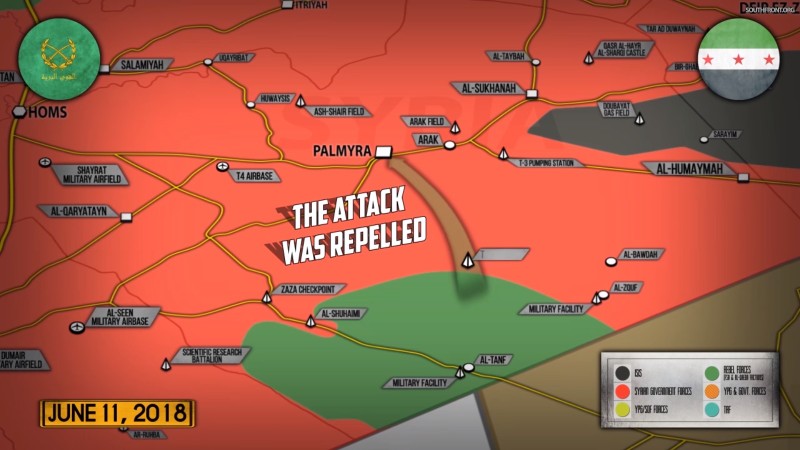 Tình hình chiến sự ngày 12.06.2018 theo South Front. Ảnh minh họa video