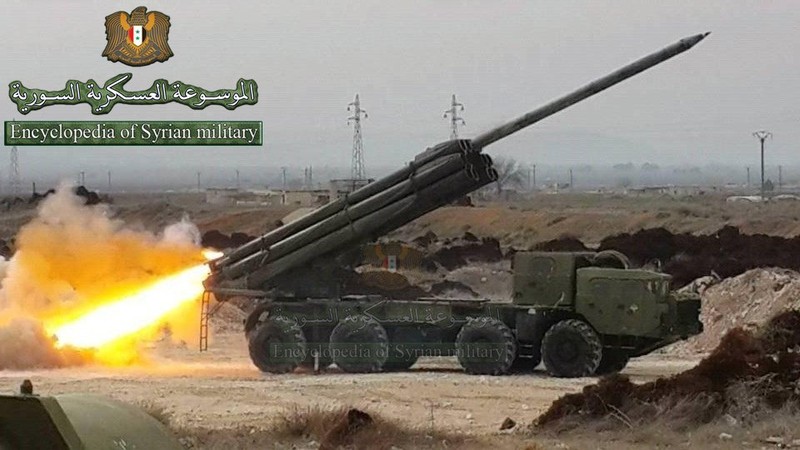 Pháo phản lực hạng năng BM - 30 khai hỏa trên chiến trường Syria. Ảnh minh họa Masdar News