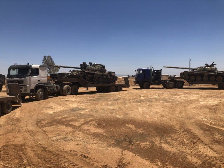 Những xe tăng bị quân đội Syria thu giữ trong thị trấn Lajat, Daraa. Ảnh minh họa của South Front