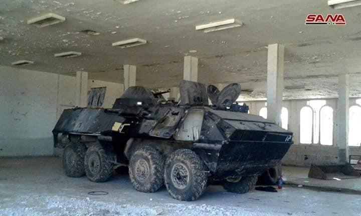 Quân đội Syria thu giữ một số lượng lớn vũ khí trang bị của FSA trên cửa khẩu Nassib trên xa lộ thương mại chiến lược Damascus-Amman. Ảnh SANA