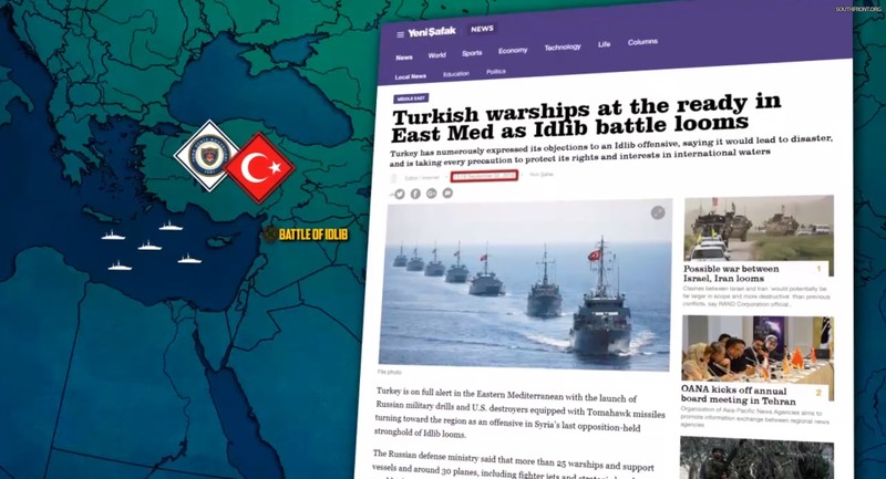 Quân đội Thổ Nhĩ Kỳ tăng cường lực lượng Hải quân trên Địa Trung Hải. Ảnh minh họa video South Front