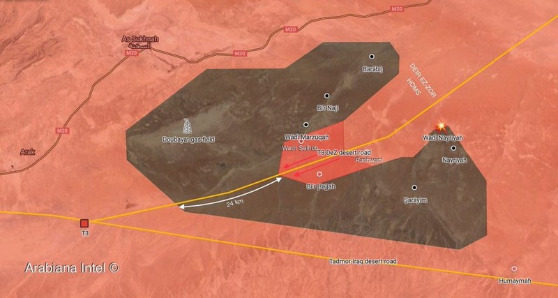 bản đồ chiến dịch tấn công giải phóng vùng sa mạc Homs - DeirEzzor