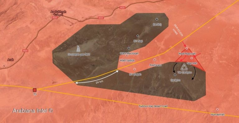 Bản đồ tình hình chiến sự sa mạc tỉnh Homs - Deir Ezzor. Ảnh minh họa South Front