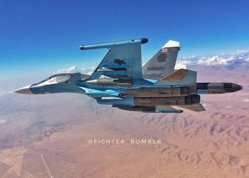 Máy bay ném bom chiến trường Su-34 ở Syria. Ảnh minh họa Bloger fighter_bomber