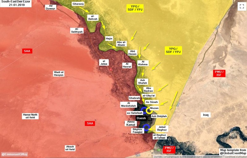 Toàn cảnh chiến trường Deir Ezzor, hướng tấn công của SDF. Ảnh minh họa: South Front.