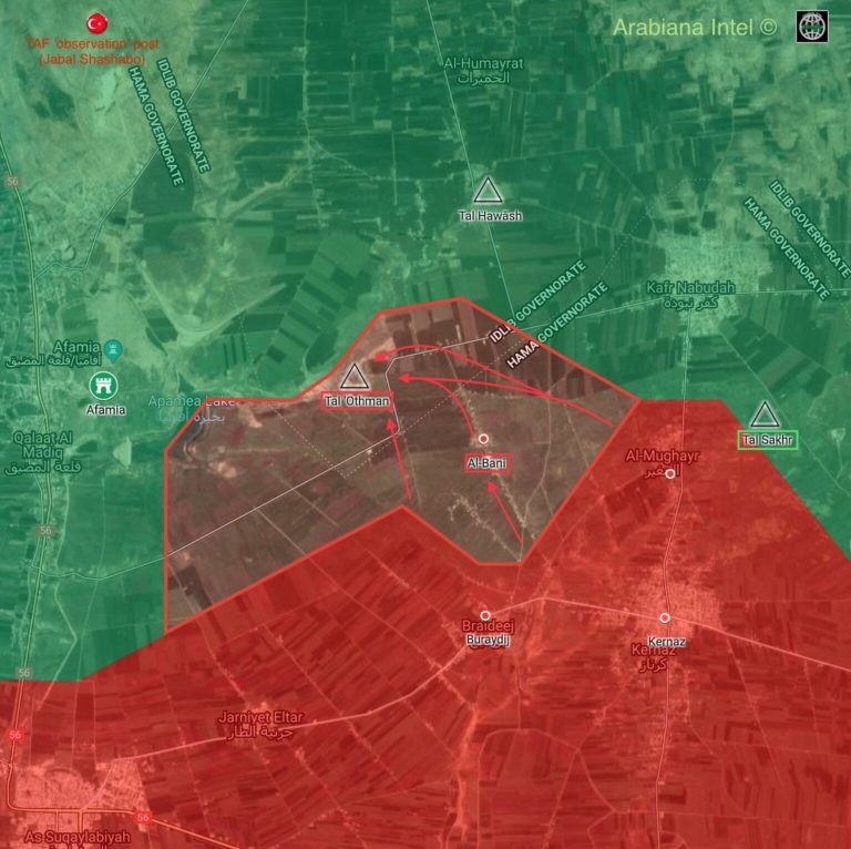 Bản đồ chiến sự miền bắc tỉnh Hama, Syria. Ảnh South Front